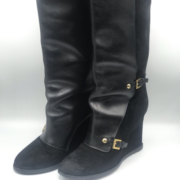 Louis Vuitton Shoes - Louis Vuitton Wedge Heels Leather Suede Boots